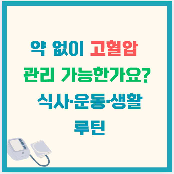 약 없이 고혈압 관리 가능한가요? 식사·운동·생활 루틴 총정리